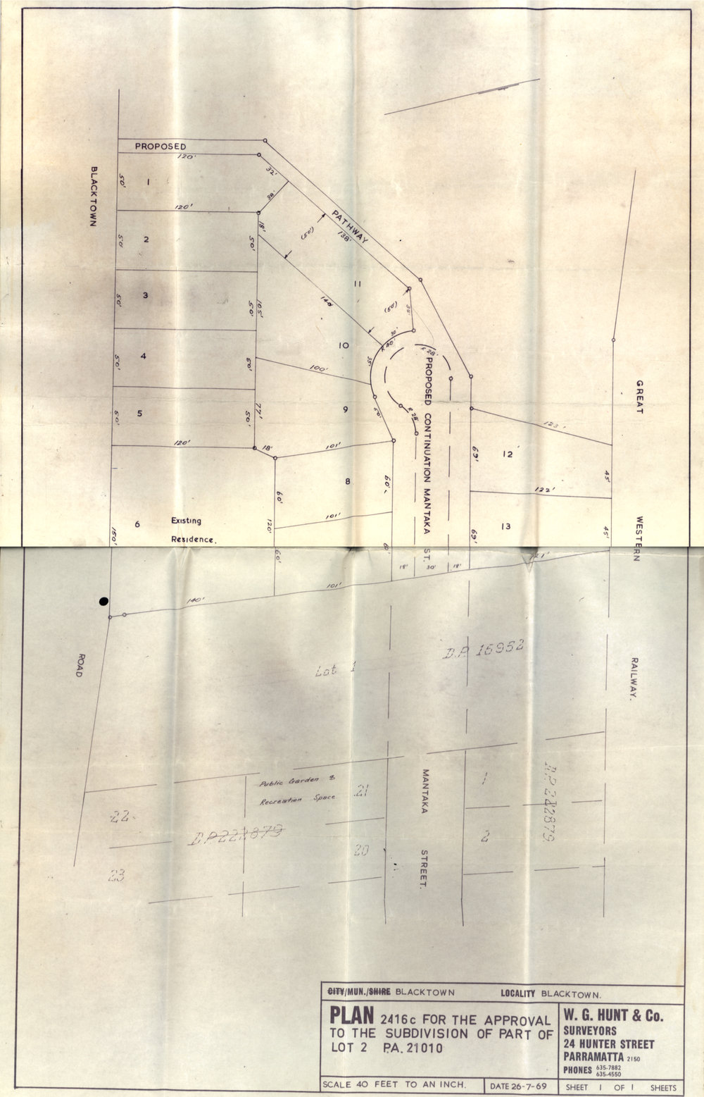 Plan for the Approval to the Subdivision of Part of Primary Application 21010, 1969