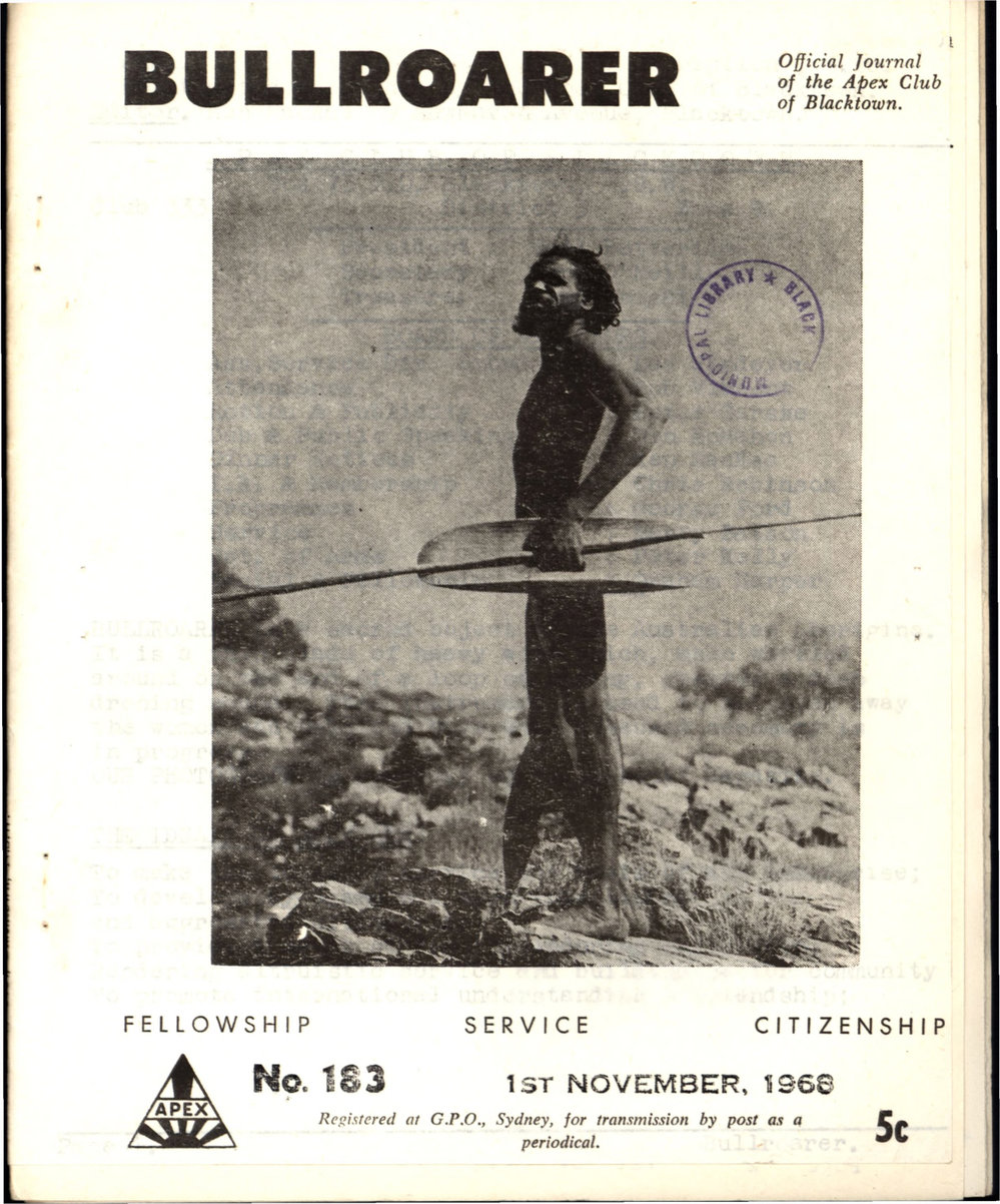 Bullroarer, Apex Club of Blacktown,  1 November 1968