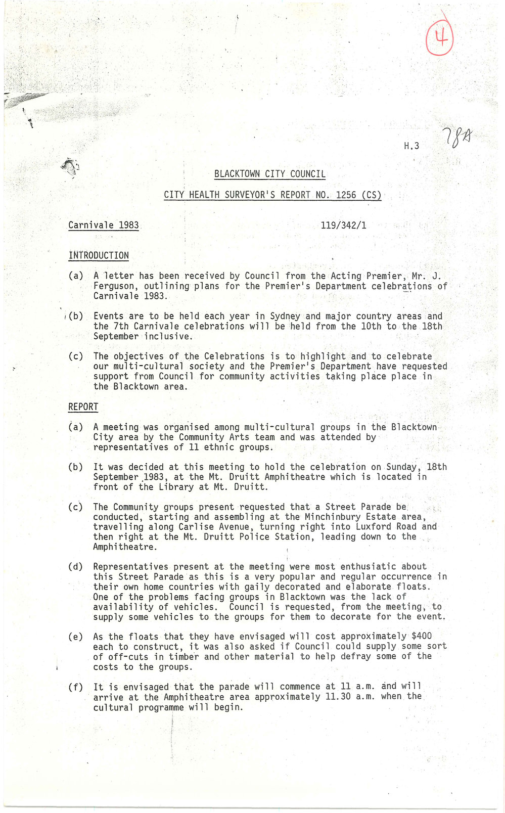 Carnivale 1983 Report, 1983