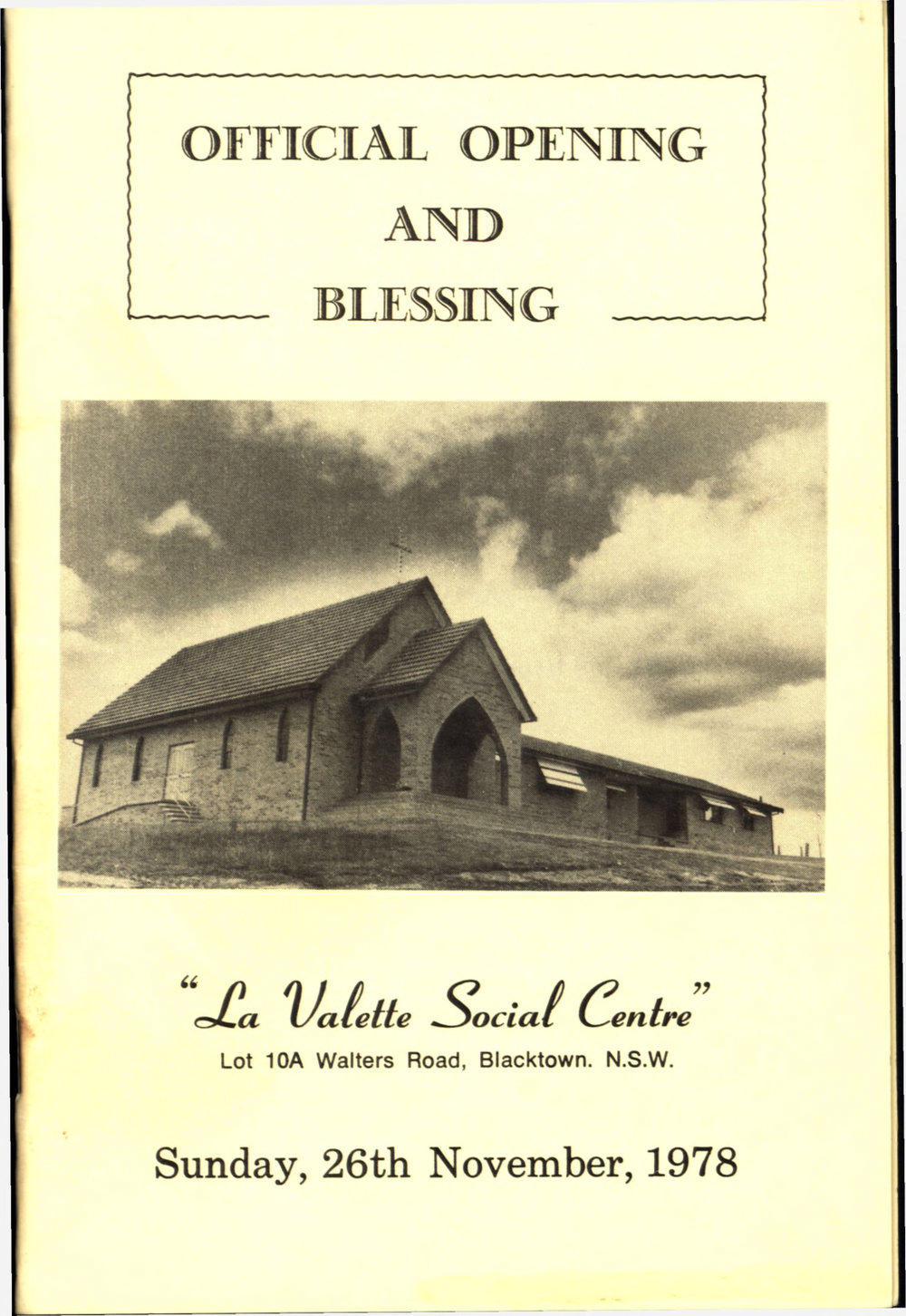 La Valette Social Centre Official Opening and Blessing, 1978
