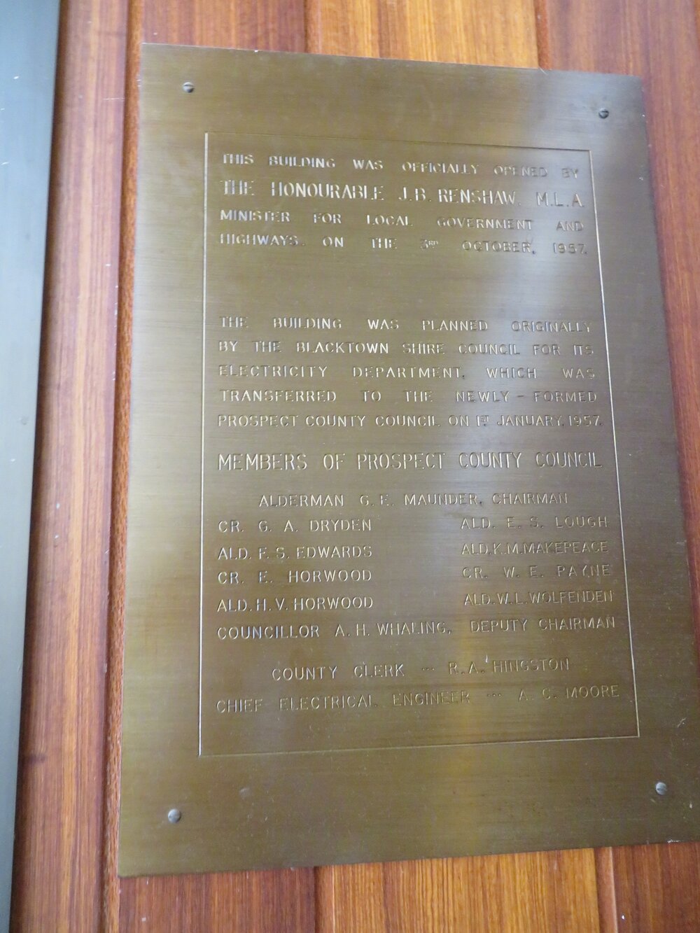 Prospect County Council, Blacktown - Plaque