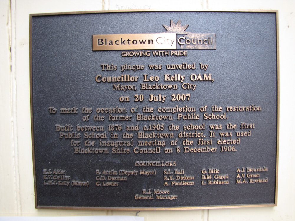 Blacktown Public School restoration plaque