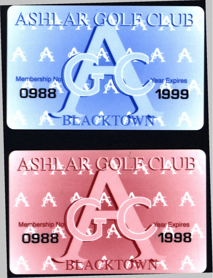 Ashlar Golf Club Membership Cards, 1998-1999