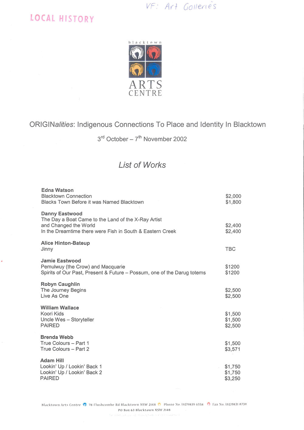 ORIGINalities, Indigenous Connections to Place and Identity in Blacktown, 2002