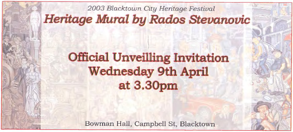  Heritage Mural, Official Unveiling Invitation, 2003