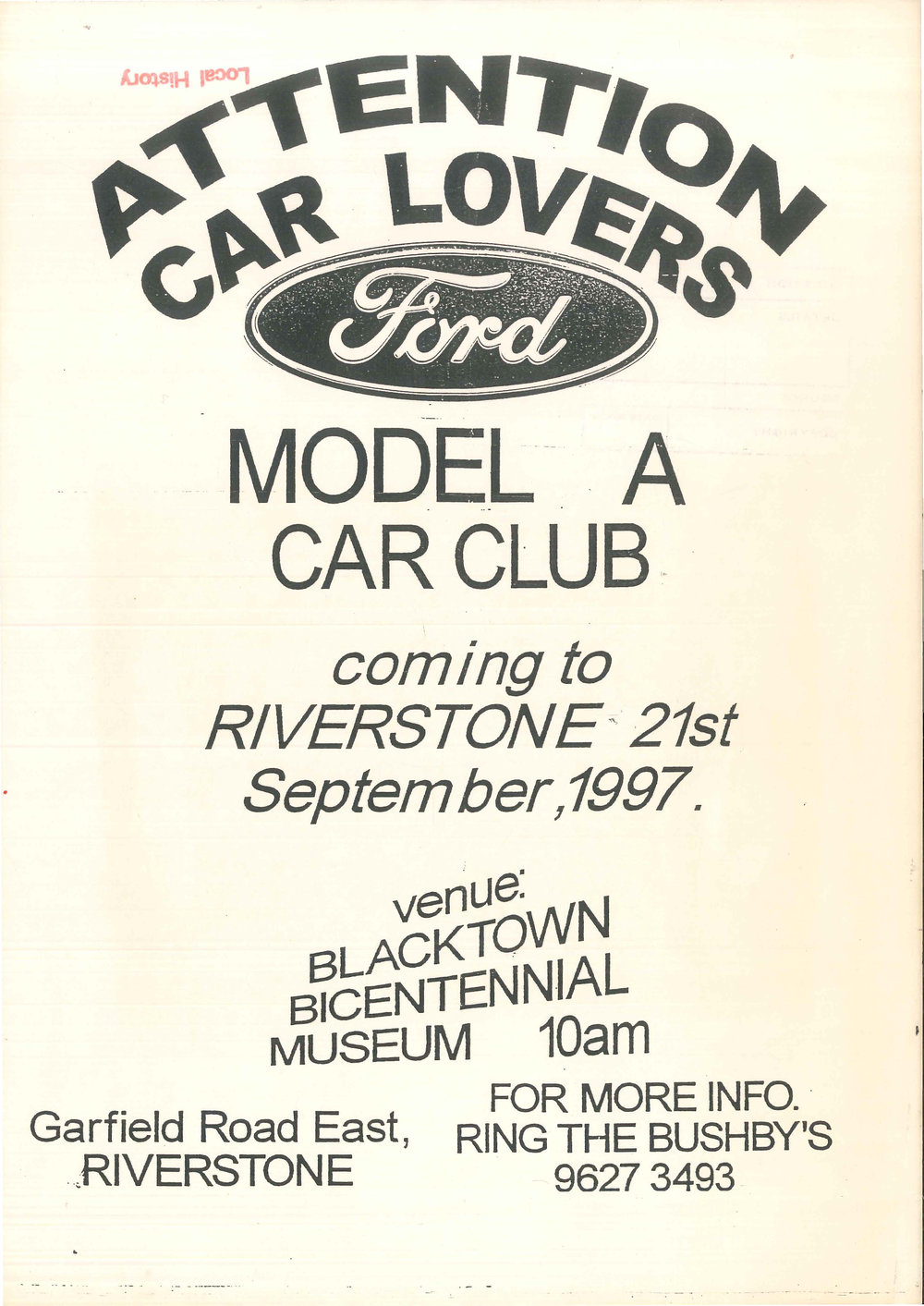 Ford Model A Car Club, Blacktown Bicentennial Museum, 1997
