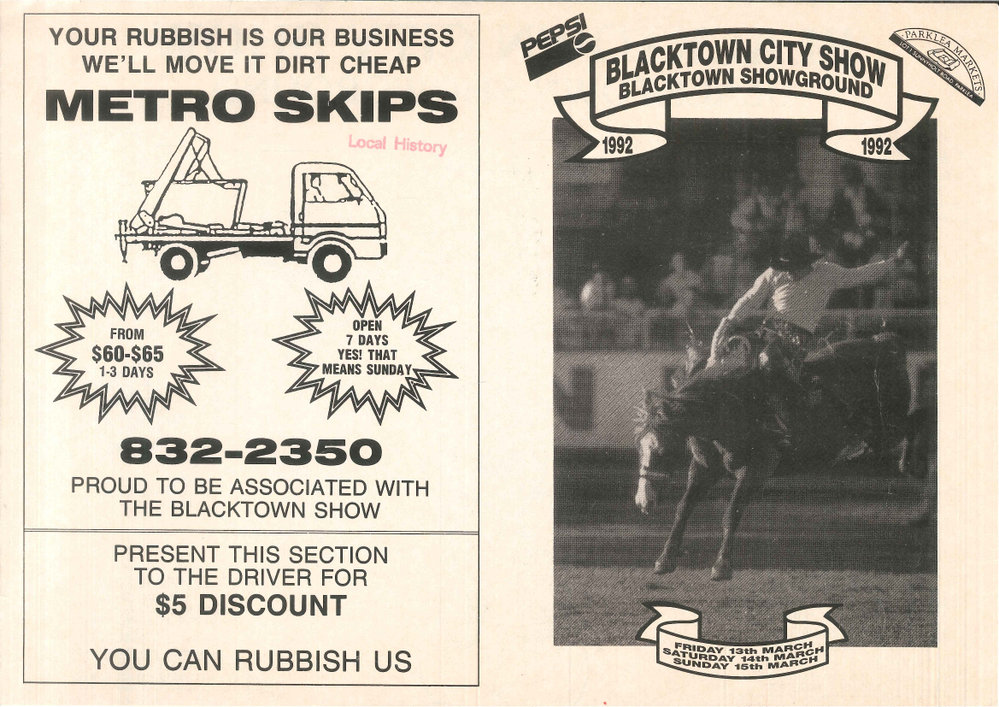 Blacktown City Show Brochure, 1992 
