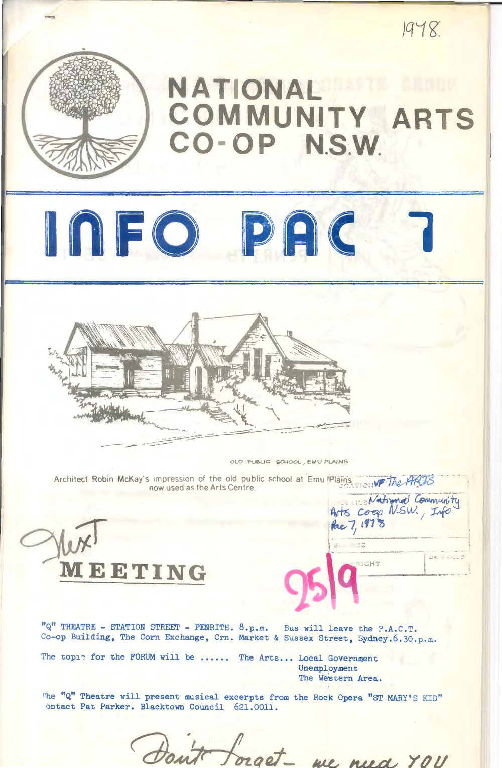National Community Arts Co-op NSW Info Pac 7, 1978