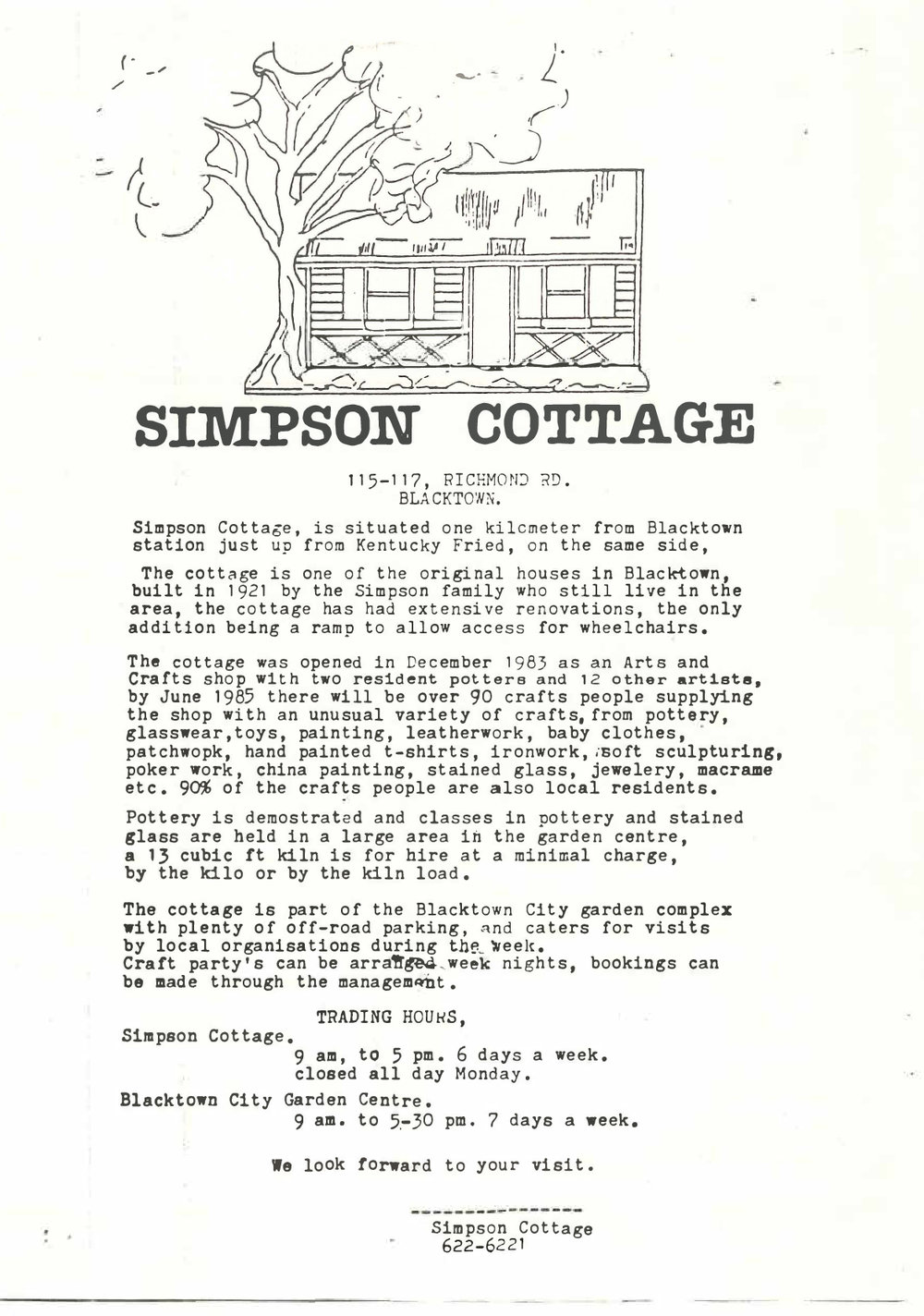 Simpson Cottage, Richmond Road Blacktown, c1985
