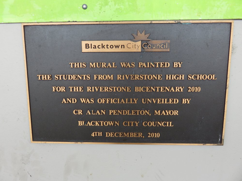 Riverstone Village mural, Plaque