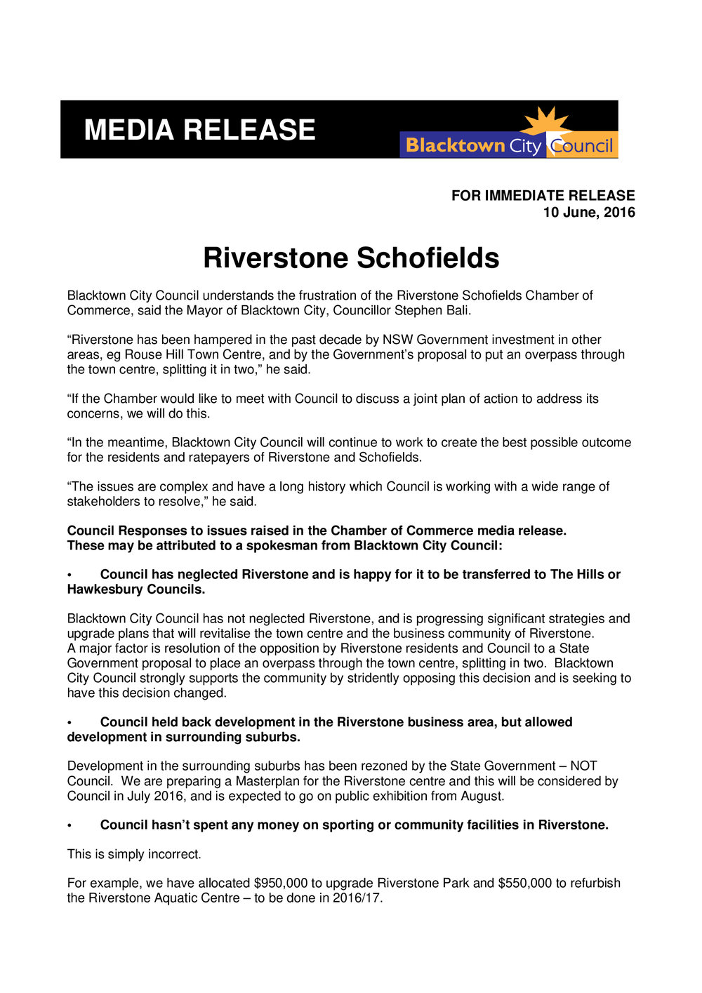 Riverstone Schofields Development, 2016