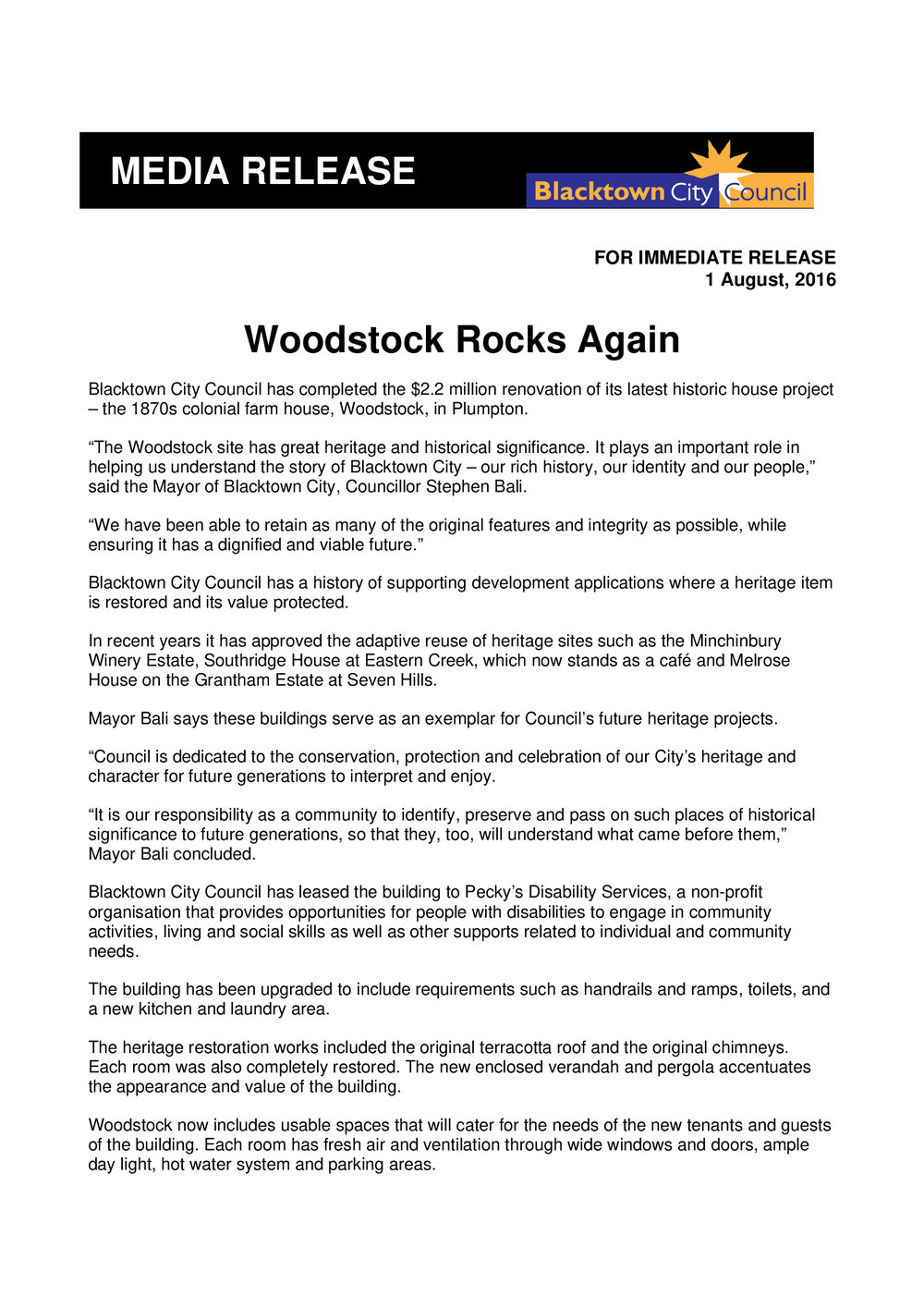 Official Opening Woodstock House,  Plumpton, 2016