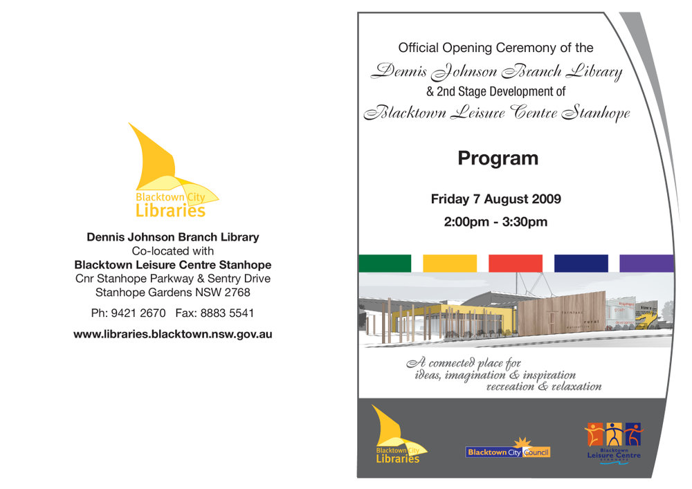 Official Opening Dennis Johnson Library and second stage development of the Blacktown Leisure Centre, Stanhope, 2009