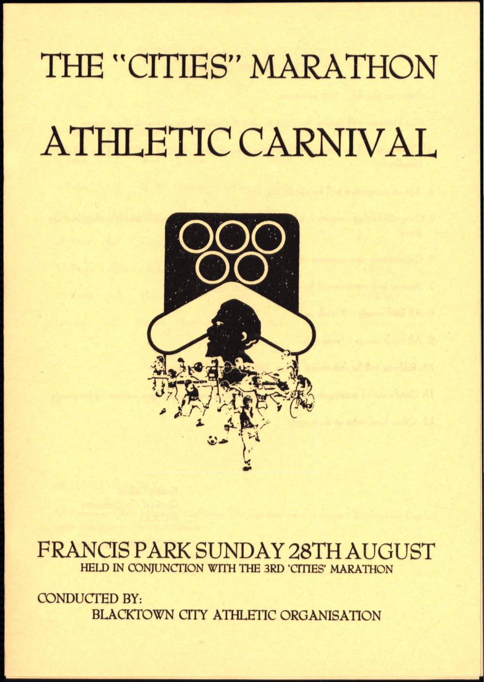 The "Cities" Marathon Athletic Carnival Programme, 1983