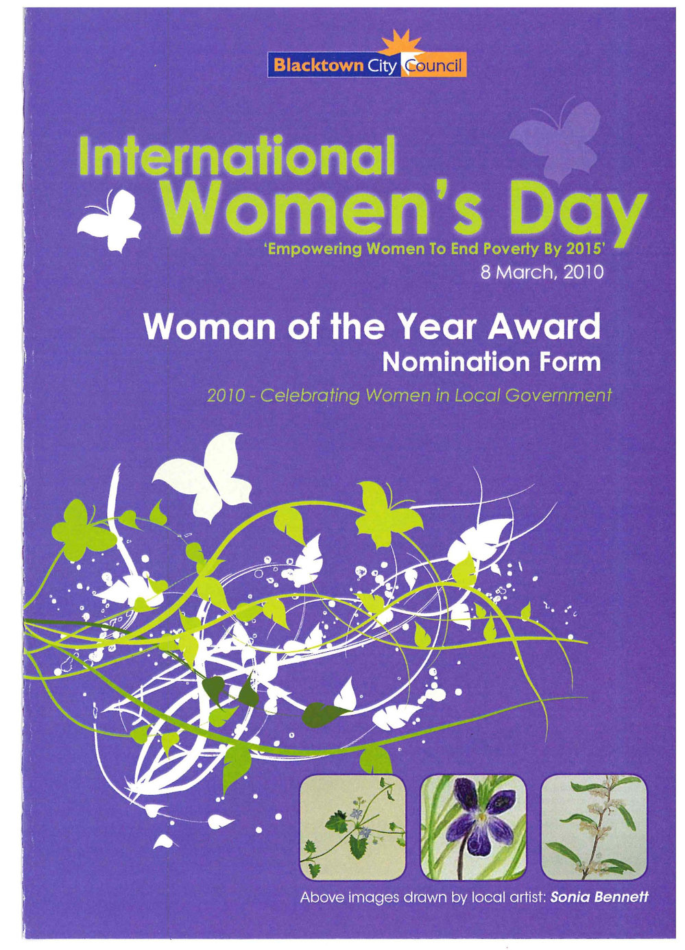 Blacktown City Council International Women's Day, Woman of the Year Award Nomination Form, 2010