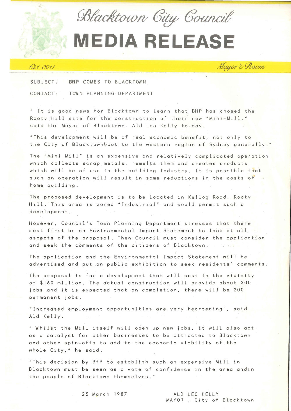 BHP Comes to Blacktown, 1987