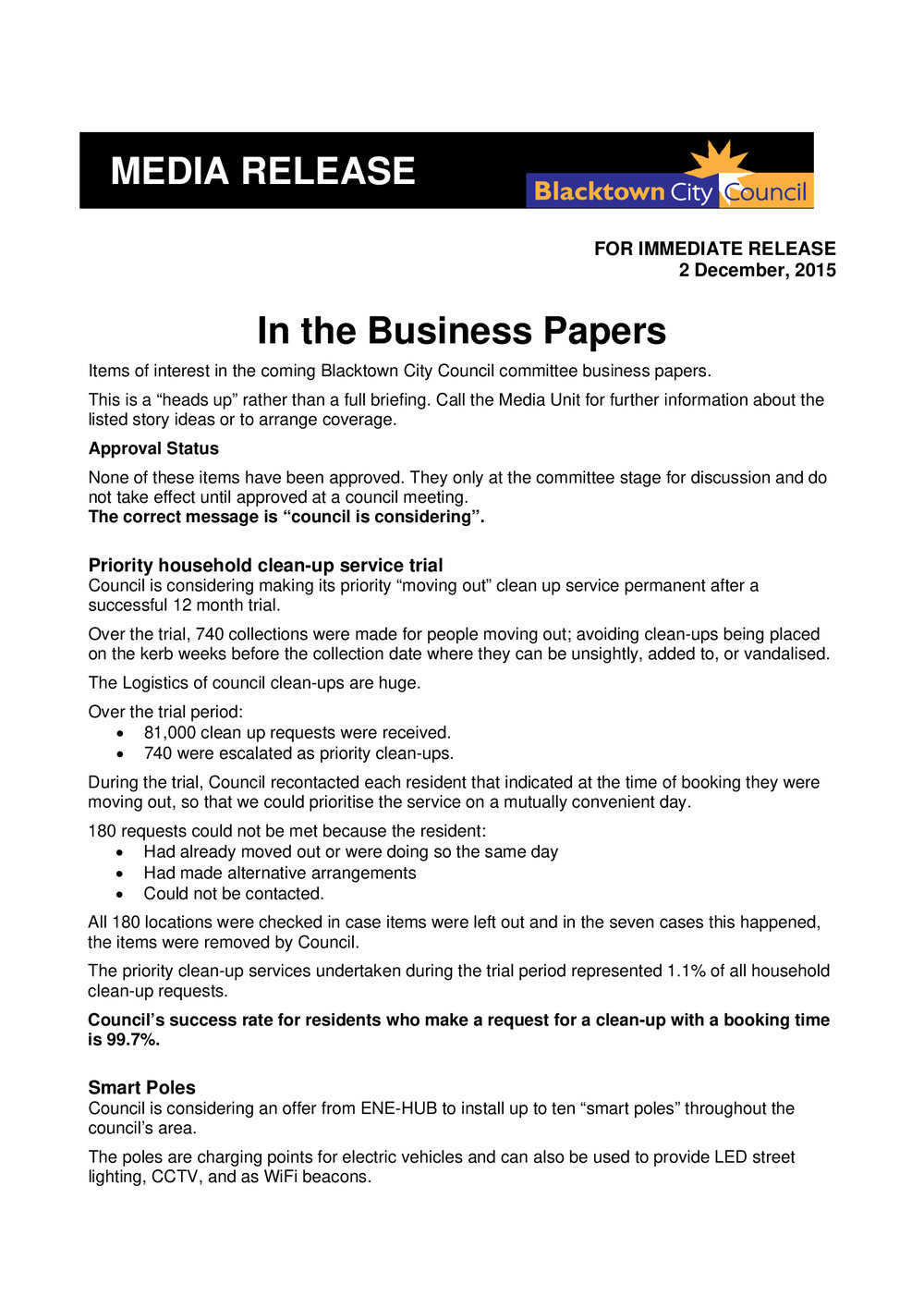 In the (Blacktown City Council) Business Papers, 2015