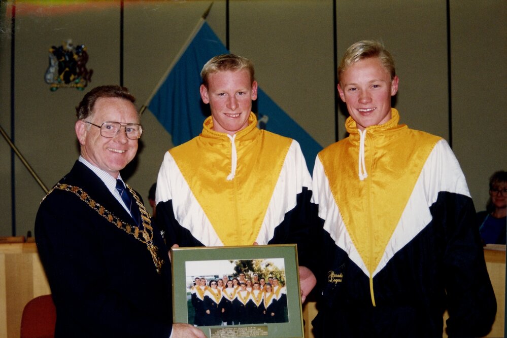 Swimmer Brendan Roser and Zane King at Blacktown Civic Centre