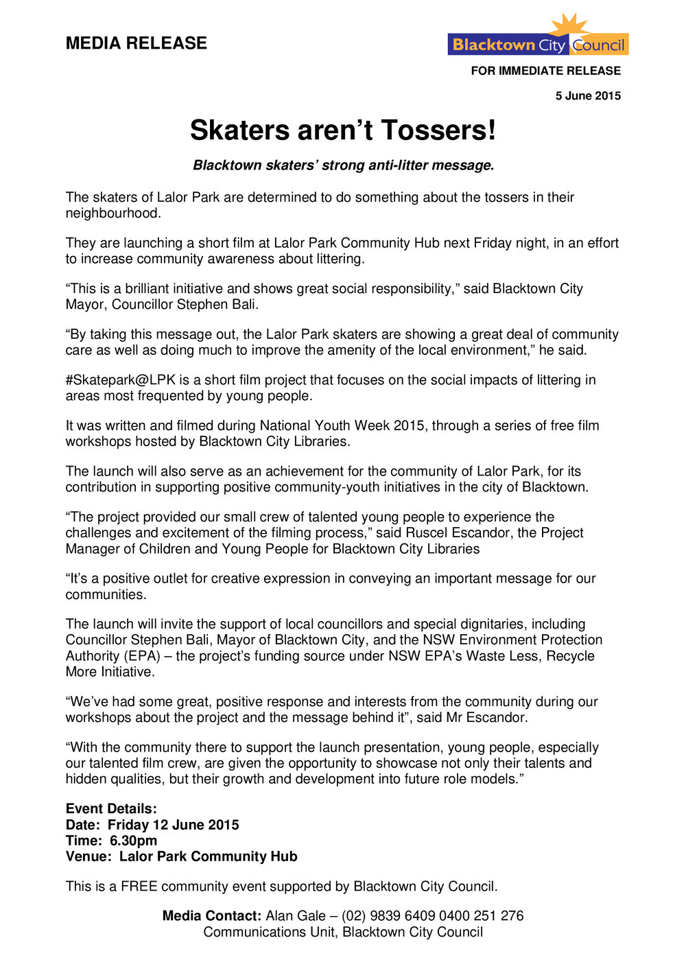 Skaters Aren't Tossers!, 2015