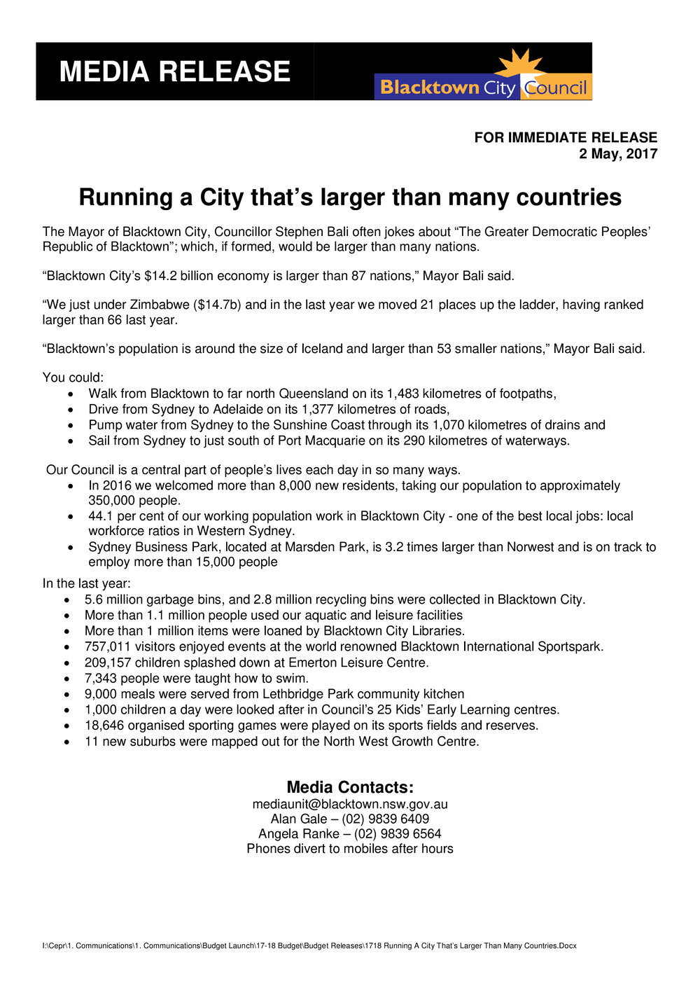 Running a City That&rsquo;s Larger Than Many Countries, 2017