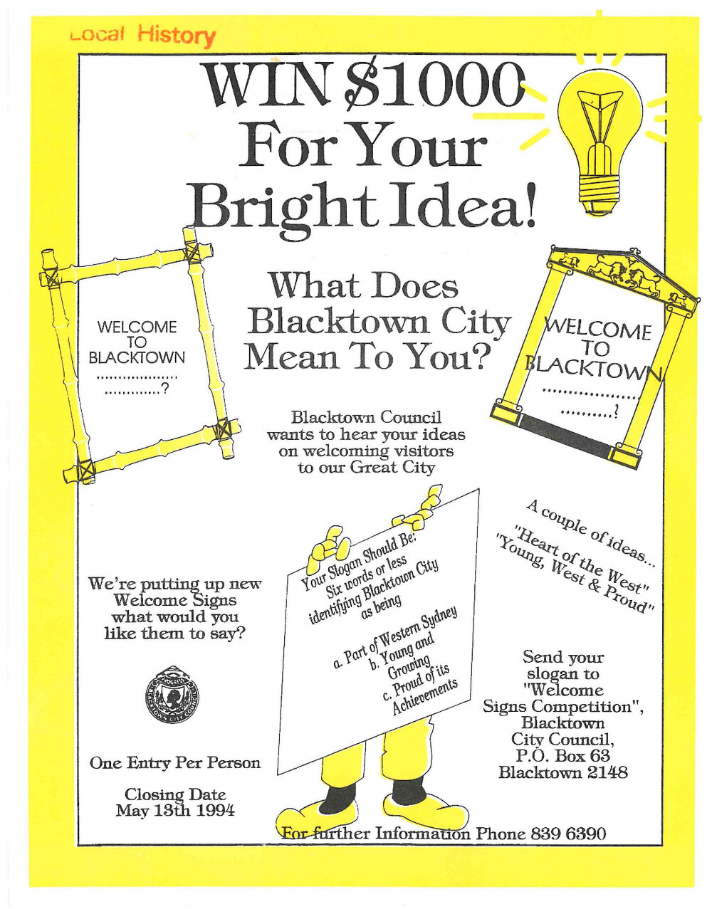 What Does Blacktown City Mean to You? Welcome Sign Competition, 1994