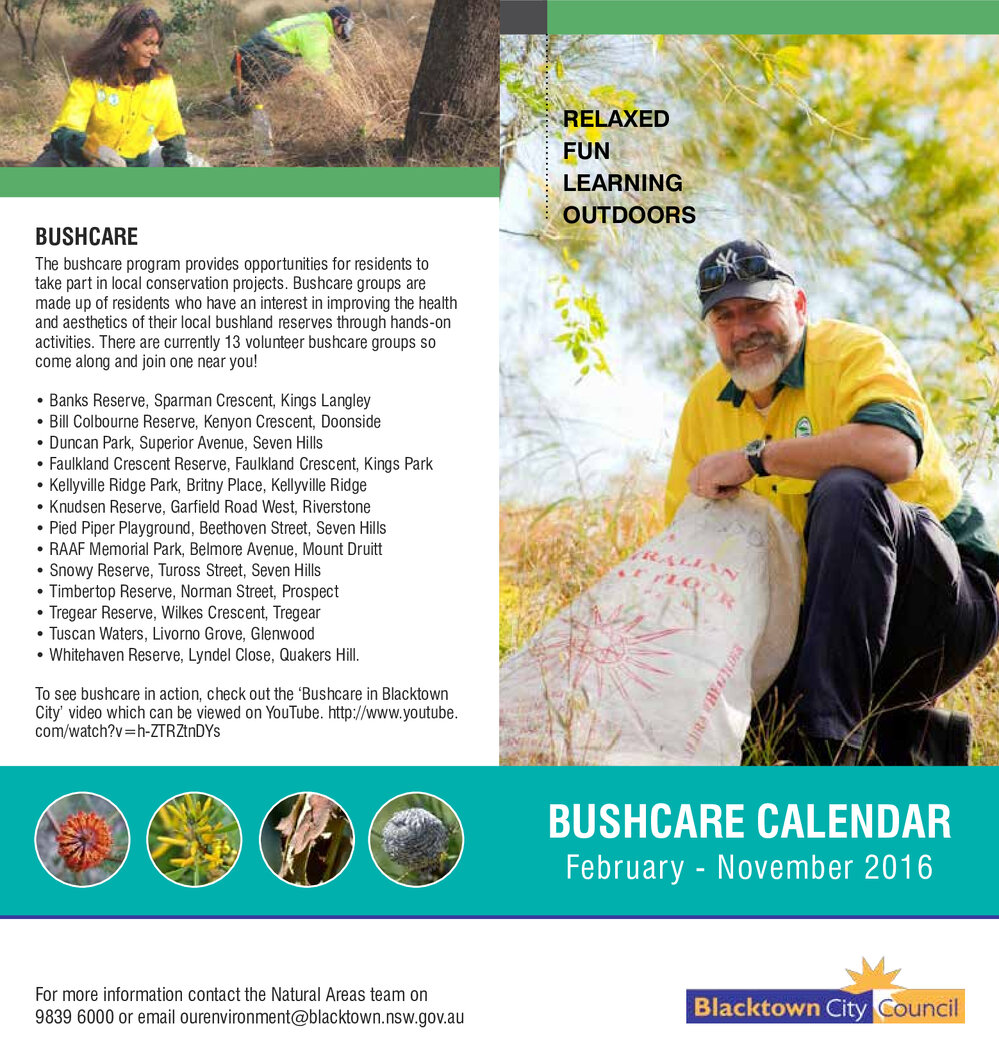 Bushcare Calendar, 2016