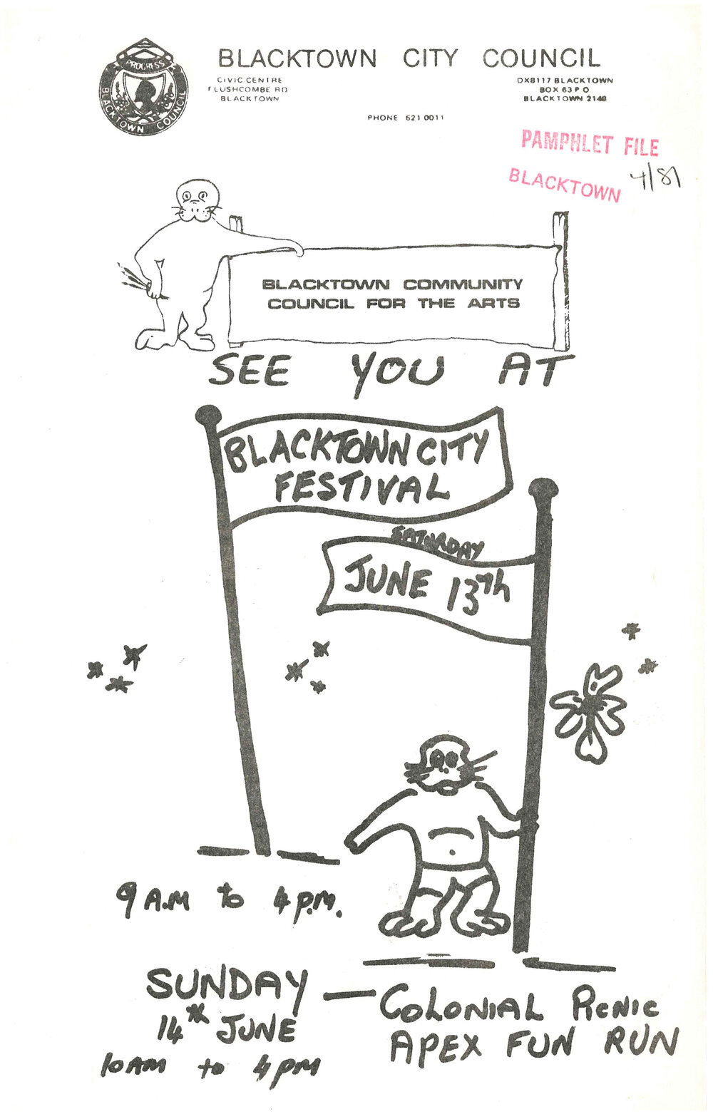 Blacktown Community Council for the Arts Pamphlet, 1981