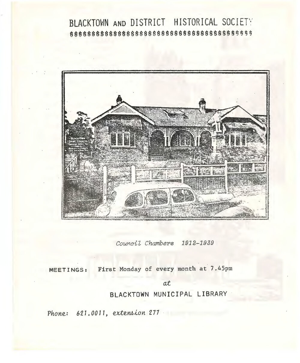 History of Blacktown, Blacktown and District Historical Society