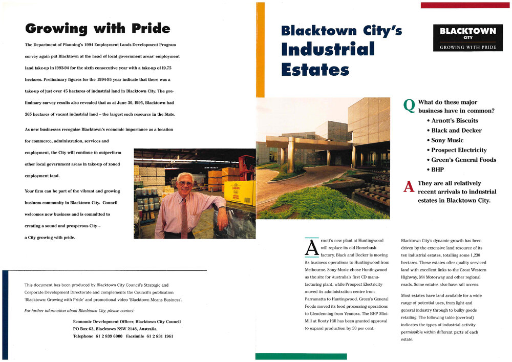 Blacktown City - Growing with Pride Pamphlet, 2001