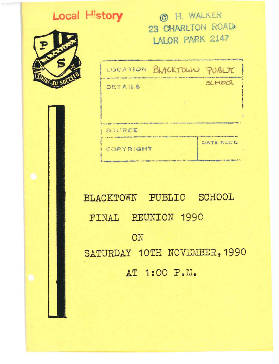 Blacktown Public School Final Reunion, 1990 