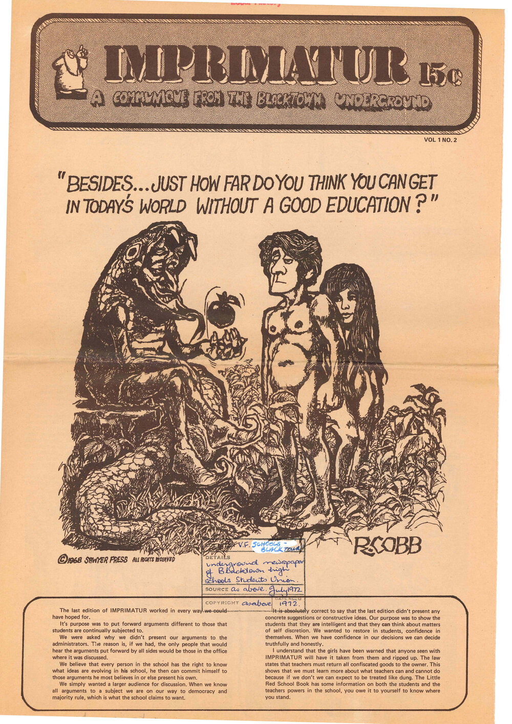 Imprimatur-A Communique From the Blacktown Underground,1972