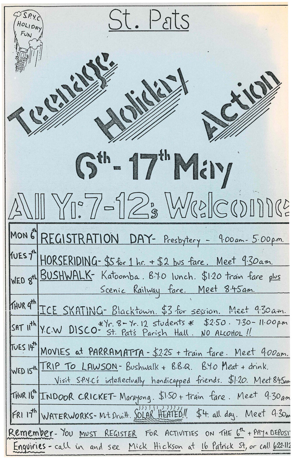 St Patricks Youth Club Teenage Holiday Action Programme, ?1985