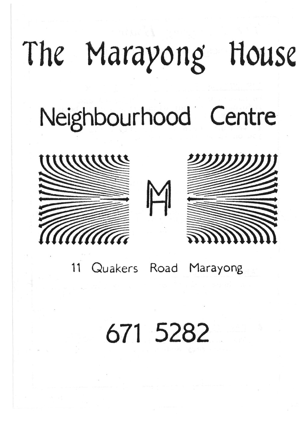 The Marayong House Neighbourhood Centre Leaflet, c1980
