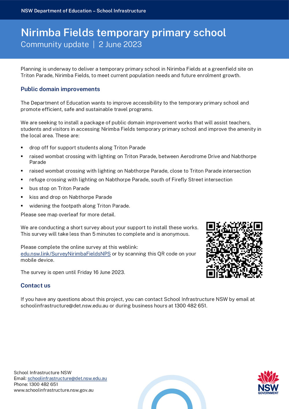 Nirimba Fields Temporary Primary School, Community Update, Jun 2023