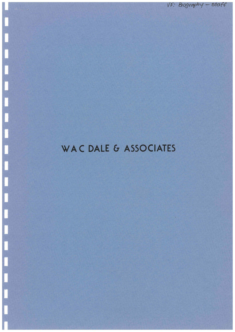 Curriculum Vitae of William Arthur Charles (Bill) Dale