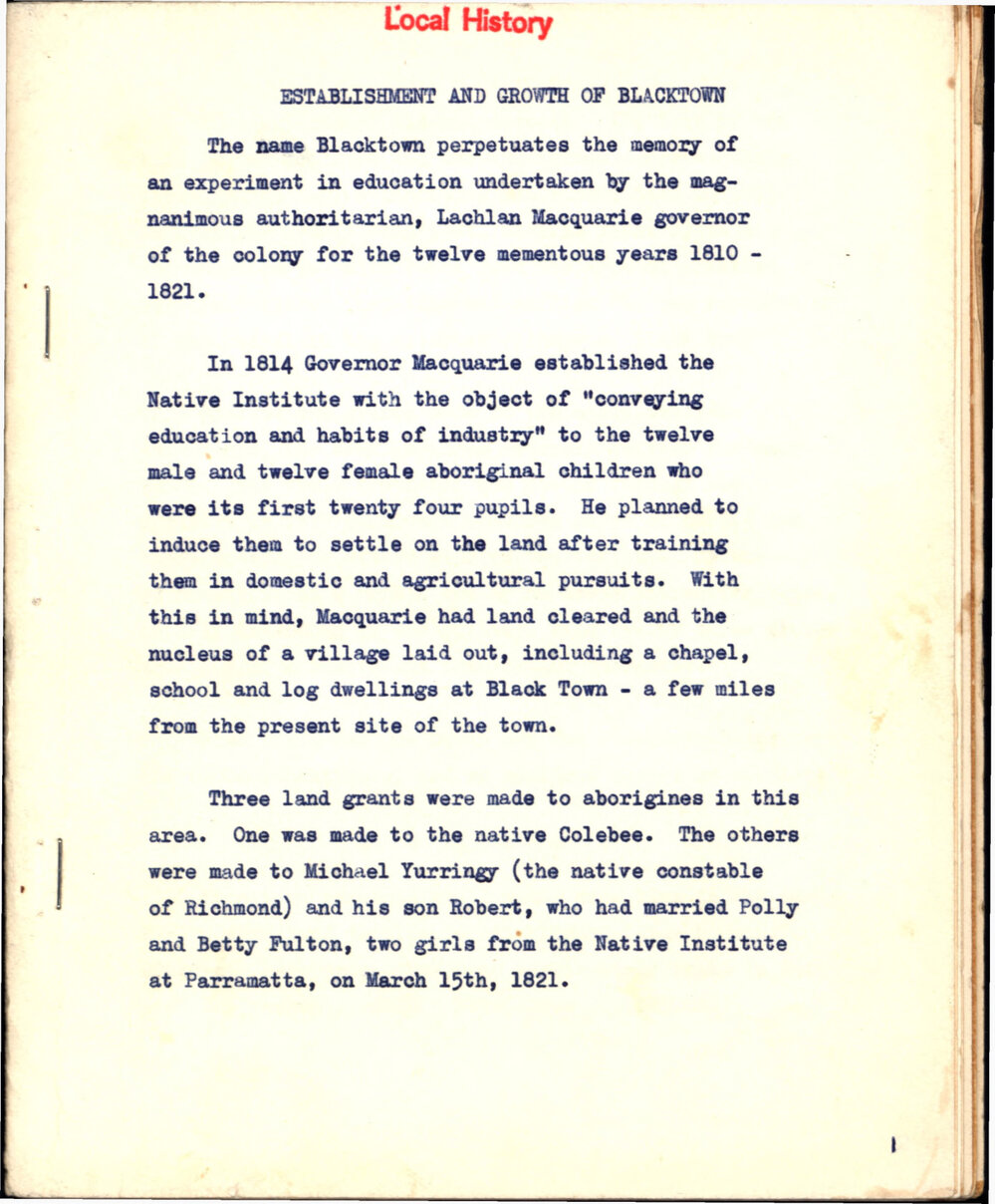 Establishment and Growth of Blacktown Boys and Blacktown Girls High Schools
