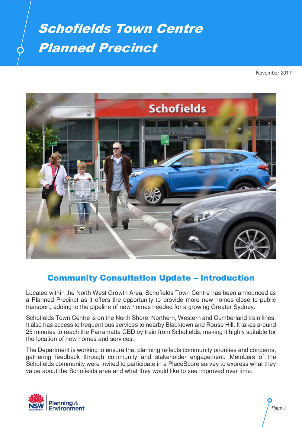 Schofields Town Centre Planned Precinct Community Consultation Update, 2017