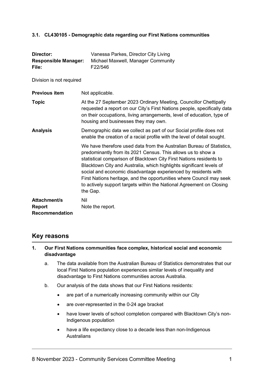 Demographic Data Regarding our First Nations Communities, 2023