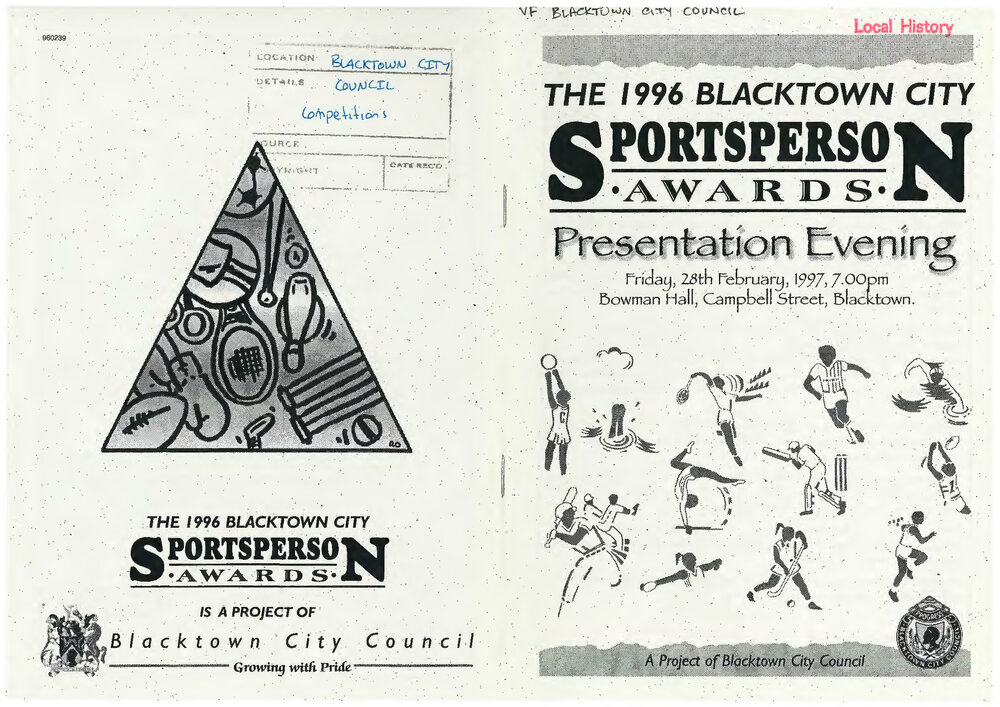 Blacktown City Sportsperson Awards Presentation Evening, 1996