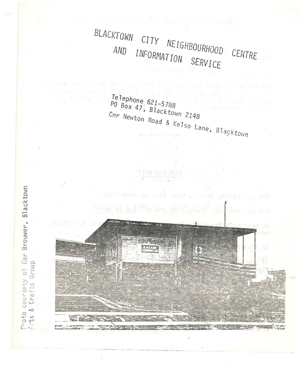 Blacktown City Neighbourhood Centre and Information Service, c1908s?