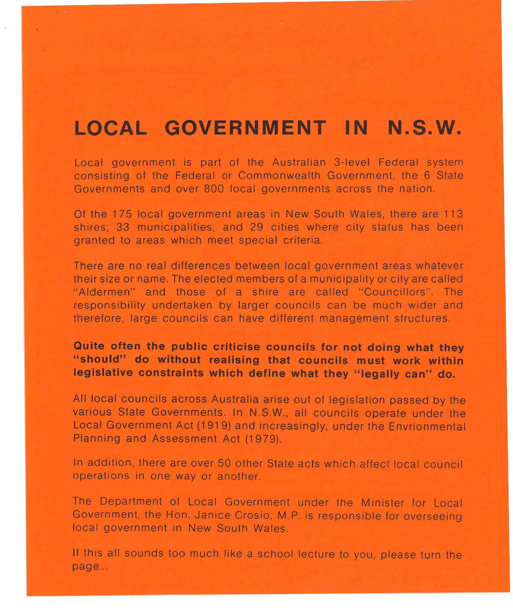 Local Government in New South Wales, 1986
