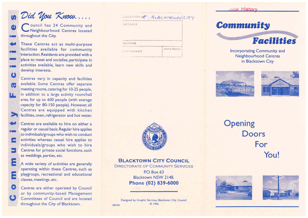 Community Facilities, Blacktown City Council, 1996