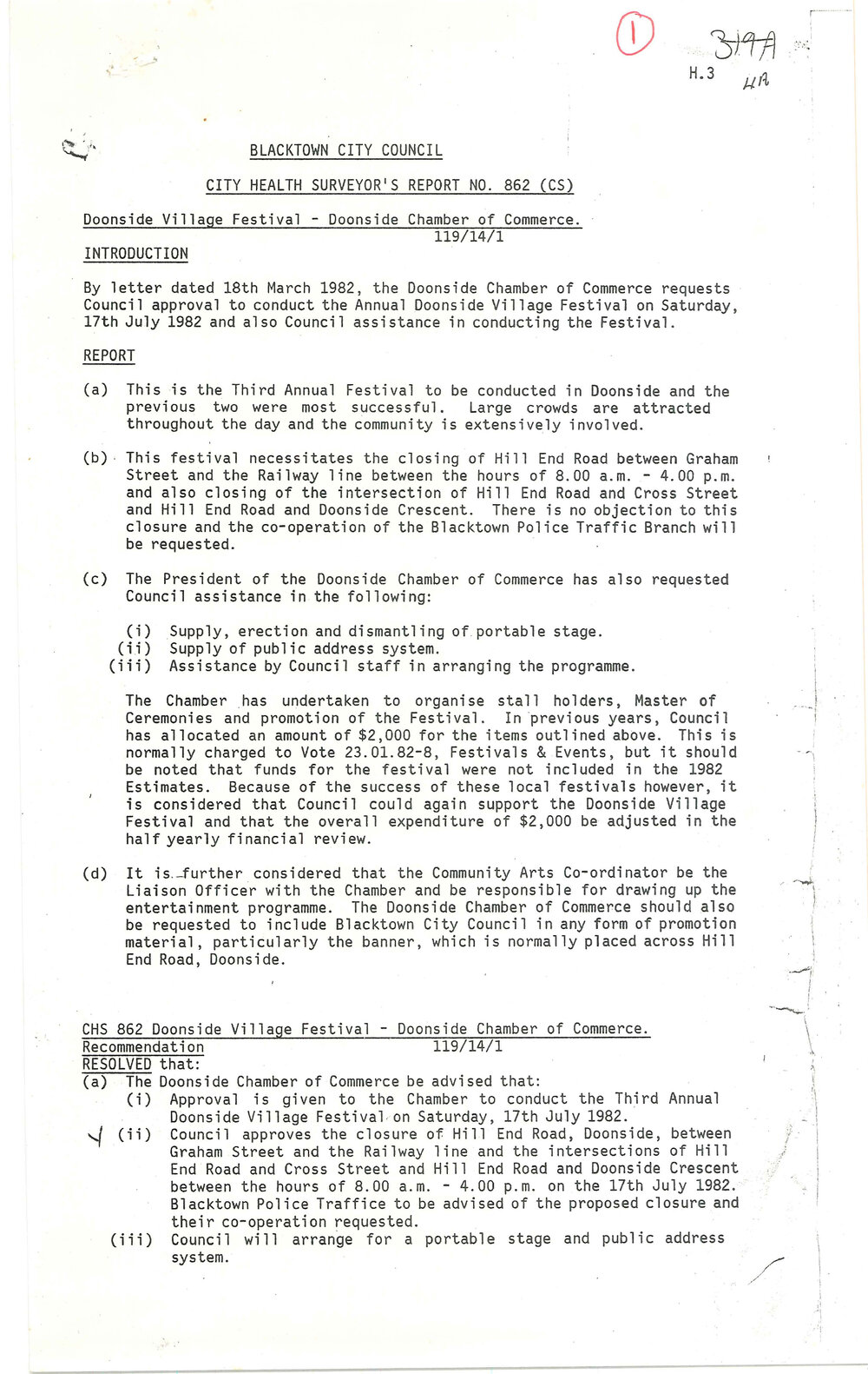 Doonside Village Festival, 1982