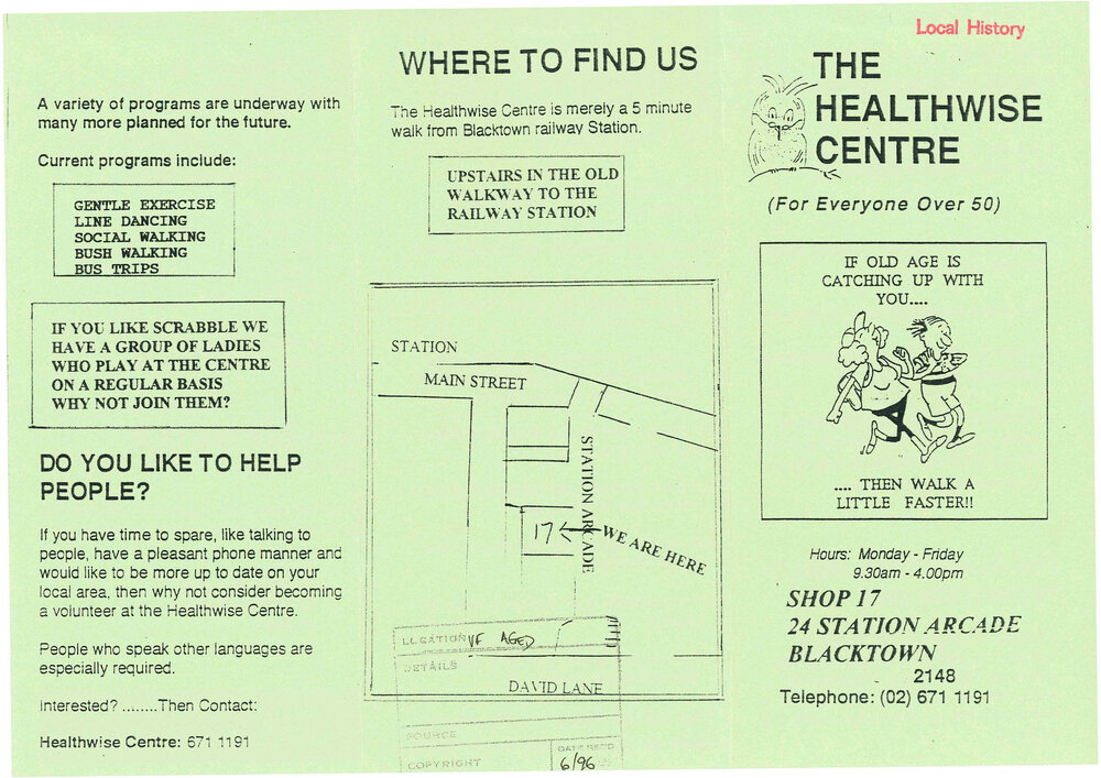 The Healthwise Centre, Station Arcade Blacktown, c1996