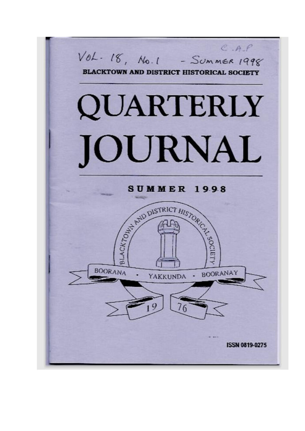 The Quarterly Journal, Summer 1998