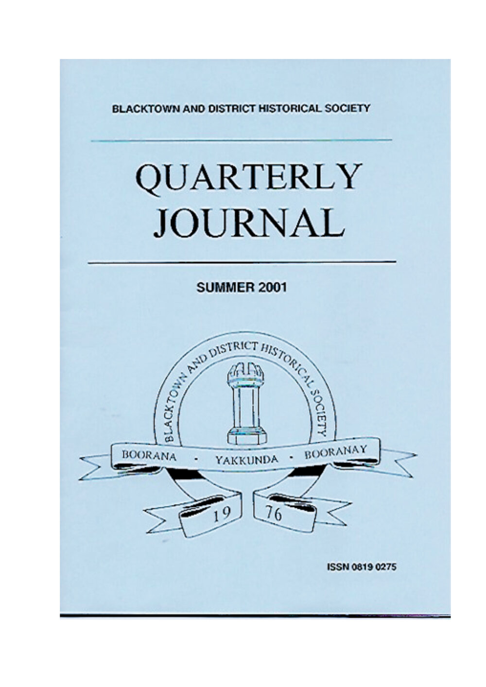 Quarterly Journal, Summer 2001