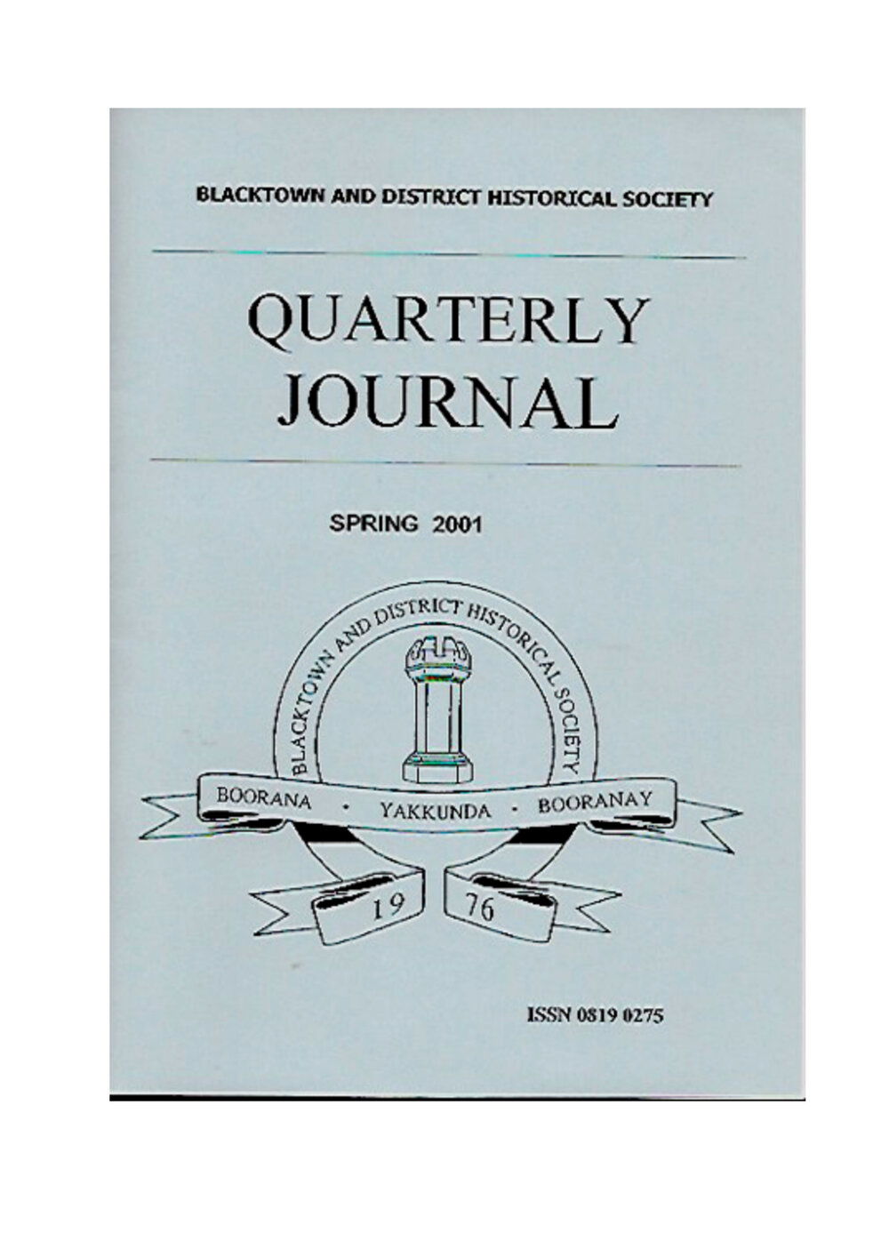 Quarterly Journal, Spring 2001