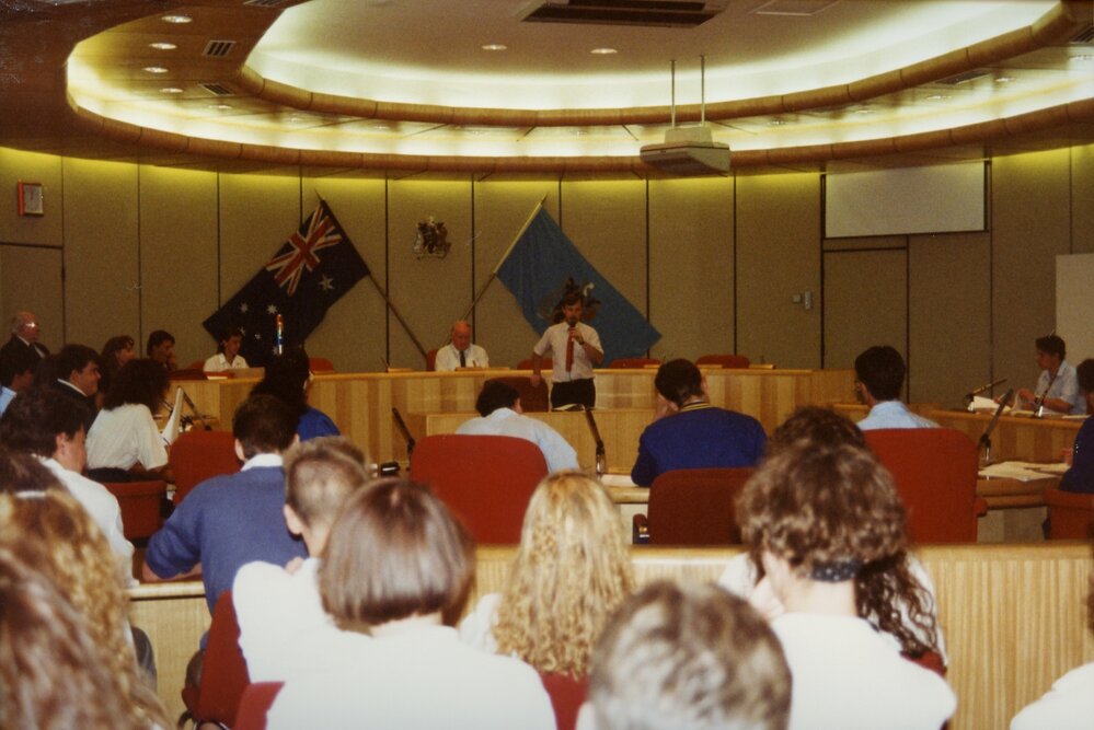 School students at Blacktown City Council Chambers