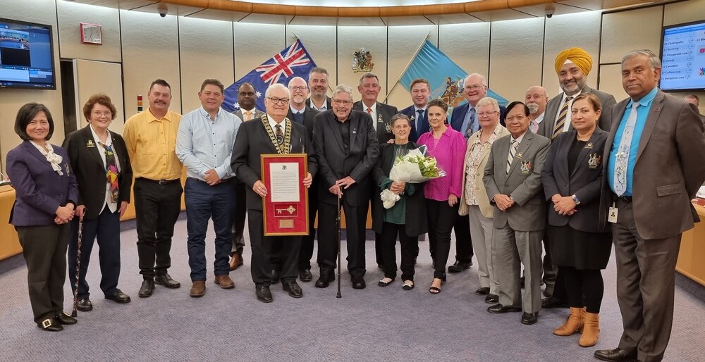 Uncle Danny Eastwood receiving Key to the City, 2023