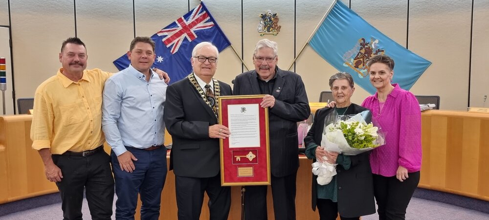 Uncle Danny Eastwood receiving Key to the City, 2023